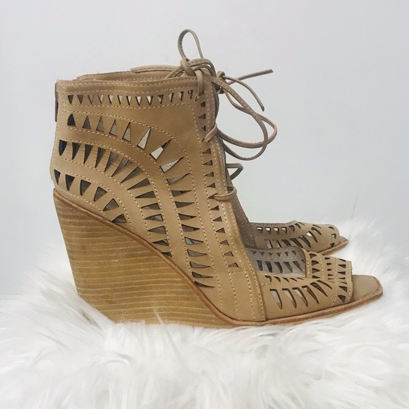 Jeffrey Campbell Rodillo Lace Up brown wedge sandals sz 10. - Picture 2 of 10